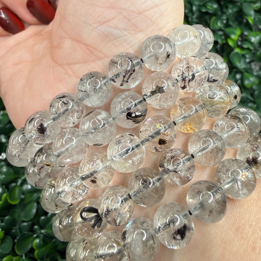10mm Polished Herkimer Diamond Beaded Bracelet - Picture 6 of 8